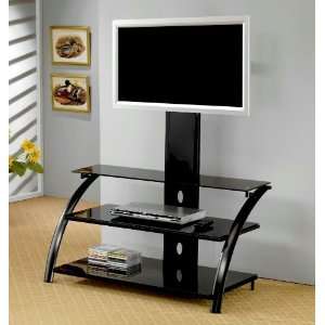  Modern LCD Plasma TV Stand With Glass Shelves For Audio 