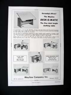 Mayline Desk O Matic Desk Height Drafting Table 1960 print Ad 