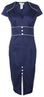 NEW CLASSY BLUE 1950s STYLE PINUP PENCIL WIGGLE DRESS  