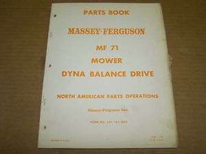b637) Massey Ferguson Parts Manual 71 Sickle Mower  