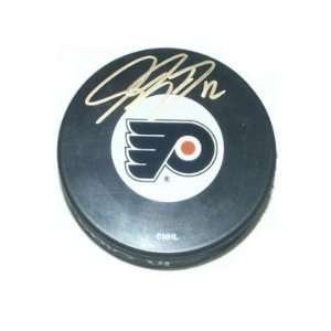 Simon Gagne Autographed Philadelphia Flyers NHL Puck