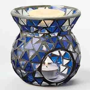  Mosaic Tart Burner   Blue & White