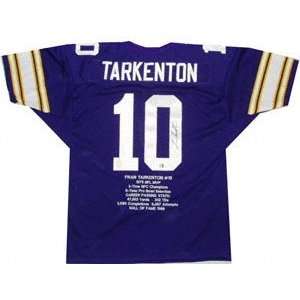 Fran Tarkenton Autographed Purple Custom Throwback Embroidered Stat 