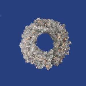  24 Silver Tinsel Wreath 140 Tips 50 Clear Lights