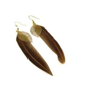  Tiger Stripe Pheasant Feather Fashion Dangle Earrings with 