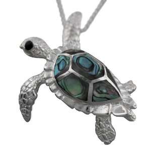   925 Silver LG Abalone Turtle Pendant Hawaiian Jewelry Jewelry