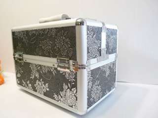Makeup Train Case jewelry organizer Silver Butterfly  