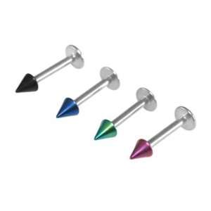  316L Surgical Stainless Steel Labret with Green Colorline 