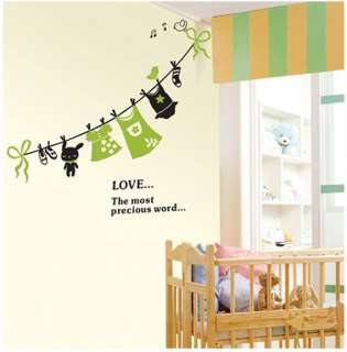 Large Clothesline Adhesive WALL STICKER Removable Decal  