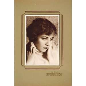  1925 Lois Wilson Silent Film Star Lithograph Portrait 
