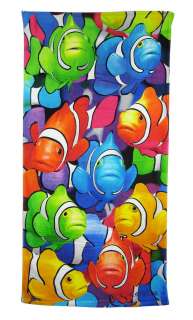 Multicolor Clown Fish Reactive Beach Towel 60 in. x 30 in.  