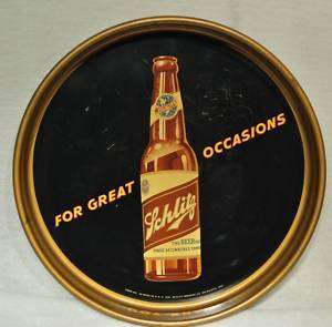 Schlitz Brewery Advertising Sign   Round Tin Metal Tray