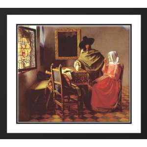 Vermeer, Johannes 22x20 Framed and Double Matted The Glass Of Wine 