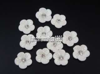 20 White Shine Flower Rhinestones For Nail Art  