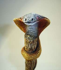 Snake Cobra wood twig stick pencil hand carved gift red Sculpture 