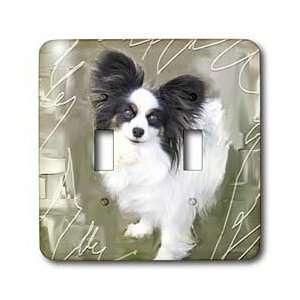  Dogs Papillon   Black and White Papillon   Light Switch 
