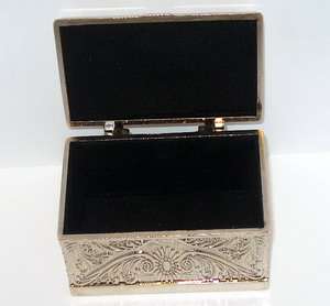 This beautiful handcrafted Silver Plated Keepsake jewelry box measures