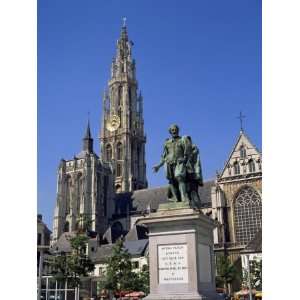  of Rubens and the Cathedral on the Groen Plaats in Antwerp, Belgium 
