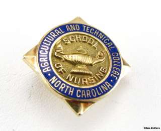 NC A&T College 1958 NURSING School Pin   10k Gold 4.6 Grams Enameled 