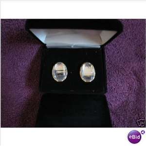   Large Oval Earrings with Gold Outline & Gift Box 