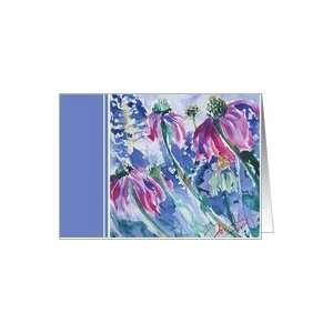  Purple Coneflower Watercolor Painting Card Health 