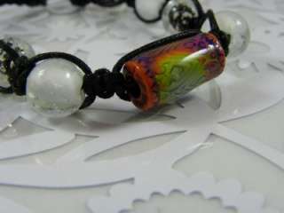 Shamballa Black Bracelet with 10mm Glow in the Dark Beads and Mood 