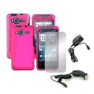  For HTC EVO Shift 4G Pink Bundle Hard Case SP Charger 