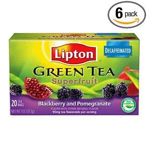 Lipton Tea Bags Green Tea Decaffeinated, Superfruit Blackberry and 
