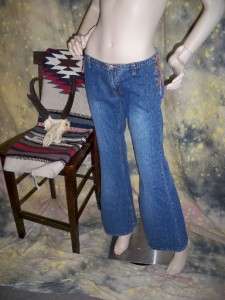 SeXy WESTERN vtg JORDACHE leather trim LOW RISE flare blue JEANS 7/8 