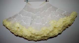 Vtg 1960s 70s Sams White Yellow Trim Square Dance Petticoat OS EUC 