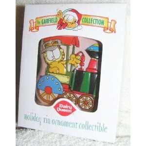  Garfield the Cat in Train Tin Ornament From Dairy Queen 
