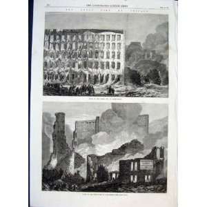  Fire Chicago America Lake Street Ruins Old Print 1868 