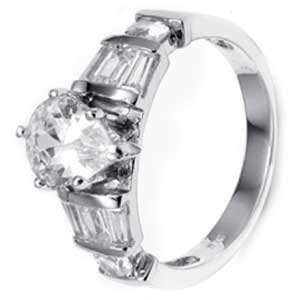 Sterling Silver Engagement Ring With Pear Shape Cubic Zirconia In 6 