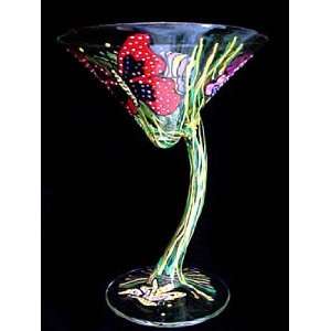     Hand Painted   Sexy Stem Martini Glass   7 oz.