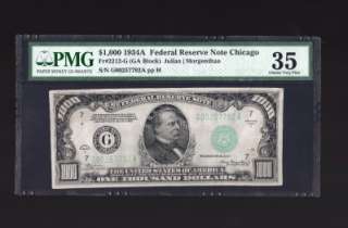 1000 BILL 1934A FEDERAL RESERVE NOTE CHICAGO PMG 35 VERY FINE (NO 