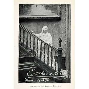   Queen Elisabeth Wied Portrait Royal Stairs   Original Halftone Print