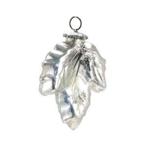  Silver glass maple leaf ornament