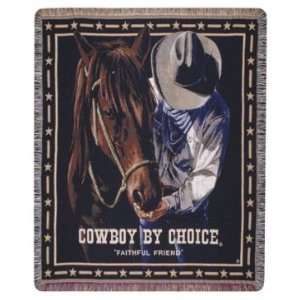  TAPESTRY THROW SIMPLY HOME COWBOY FAITHFUL FRIEND