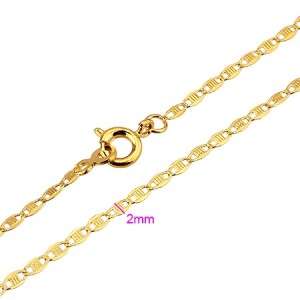 24K GOLD GF 2MM PATTERN CHAIN NECKLACE 17 3/4 XN153  