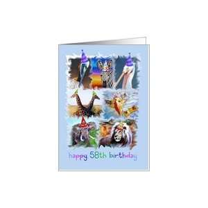  Colorful 58th Birthday Zoo Animals Card Toys & Games