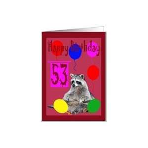  53rd Birthday, Raccoon with balloons Card Toys & Games