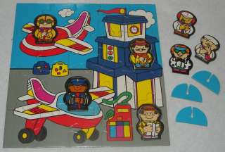 Little People Switch & Play Puzzle Fisher Price VTG Airport Airplane 