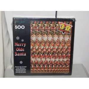 1994 Hallmark Springbok 500 Piece 3 D   Merry Olde Santa   Christmas 
