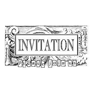  Invitation    Rubber Stamp (3 3/4 x 1 3/4) Arts, Crafts 