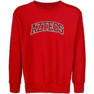  NCAA San Diego State Aztecs Youth Red Arch Applique Crew 