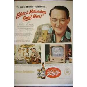  1951 Blatz Beer Ad with Sugar Crisp Ad on the Other Side 