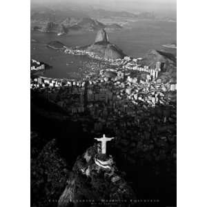 Rio De Janeiro Crist Reedemer B/W PAPER POSTER measures 34 x 24 inches 