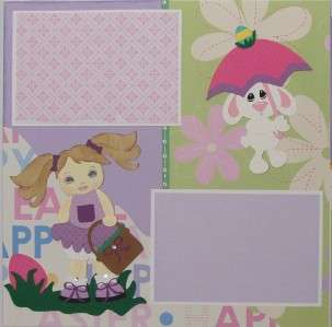 SCRAPBOOK PAPER PIECING PREMADE PAGES EASTER GIRL DOLL  