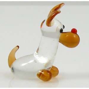   Puppy Dog Glass Miniature figurine Brown/Clear 1 inch