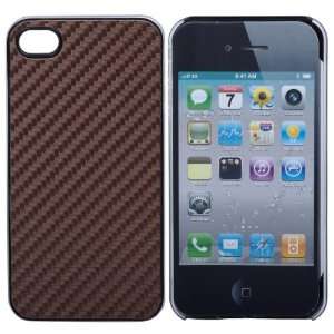  Carbon Pattern Hard Cover Case for iPhone 4 4G(Brown 
